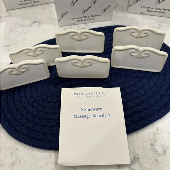 Princess House White Stoneware Place Markers - Picture 1 of 1